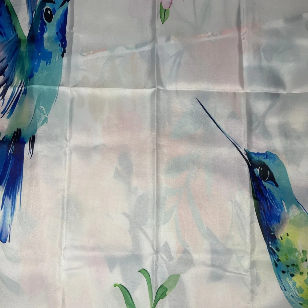 Gibelle Small Stall Shower Curtain 36 x 72 Hummingbird Floral Fabric W/Rings